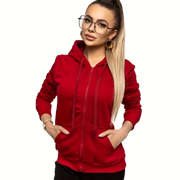 Damen Zip-Up Hoodie Jacke | lässige Kapuzen-Sweatjacke