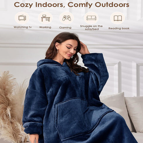 Tragbare übergroße Kapuzendecke mit Ärmeln und Kapuze | Wendbar und reißfest