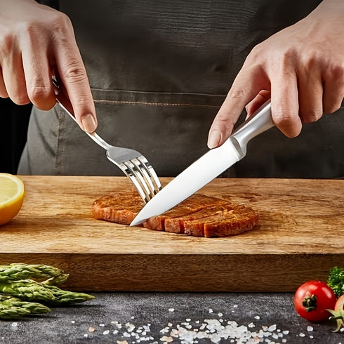 Steakmesser Set 8 Stück | Edelstahl 4,5 Zoll serriert | Profi Dinner Messer