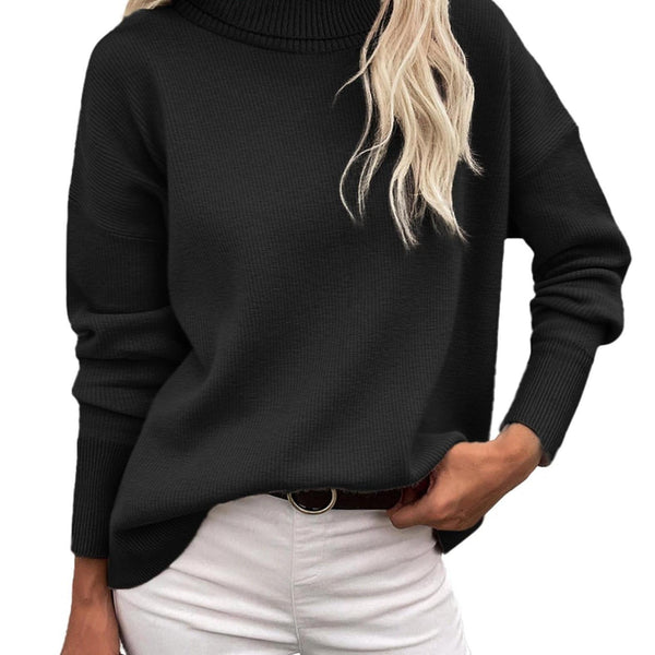 Damen Pullover Turtleneck Sweater Langarm-Jumper