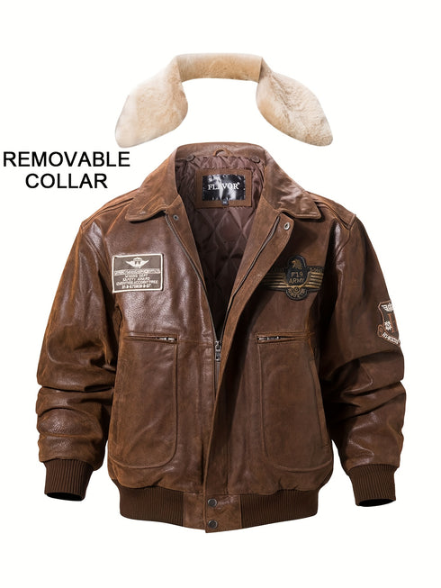 Helgarnox Herren Jacke mit abnehmbarem Fellkragen Warm