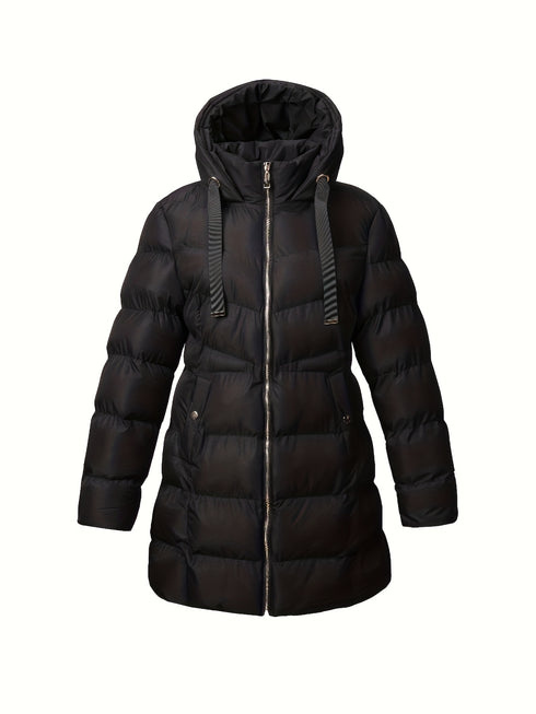 Langer Damen Wintermantel mit Kapuze