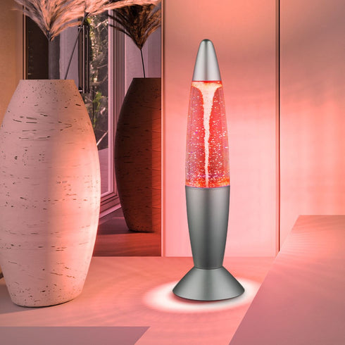 Glitzer LED Tischlampe | Farbwechsel, silber-grau, dekoratives Kinderzimmerlicht