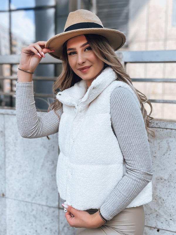 Damen Steppweste mit Reißverschluss und Knopfverschluss