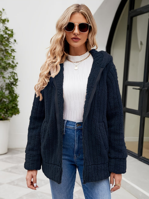 DAMEN KAPUZEN-FLEECEJACKE | WARM LÄSSIG