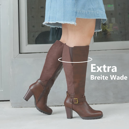 Kniehohe Stiefel für Damen I Hoch Chunky Absatz für alle Jahreszeiten und Anlässe