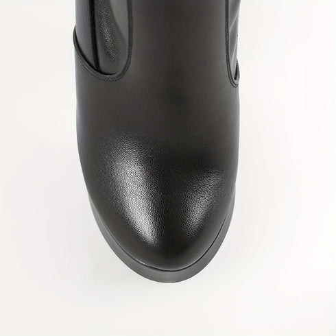 Serafina Damen Stretch-Stiefel mit Blockabsatz und Reißverschluss