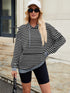 DAMEN PULLOVER – GESTREIFTER OVERSIZED KAPUZENPULLI LOCKERER SCHNITT