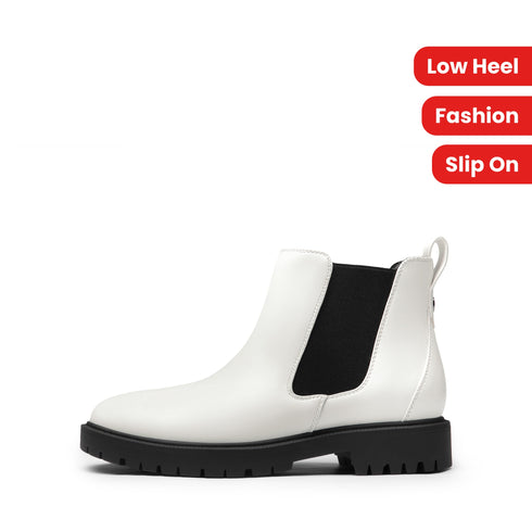 Stylische Chelsea-Stiefeletten für Damen mit niedrigem Absatz | Slipper-Stiefel