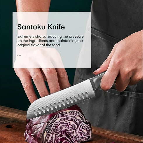 Küchenmesser-Set 16 Stück | Edelstahl Holzblock & Messerschärfer | schwarze Griffe