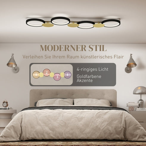 Freya LED Deckenleuchte Modern Schwarz Gold | Shiraki
