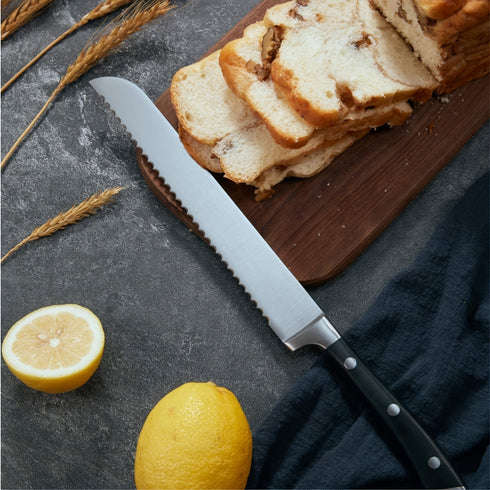 Kleines Kochmesser-Set 6 Stück | Deutscher Edelstahl mit Messerblock & Griff in Schwarz