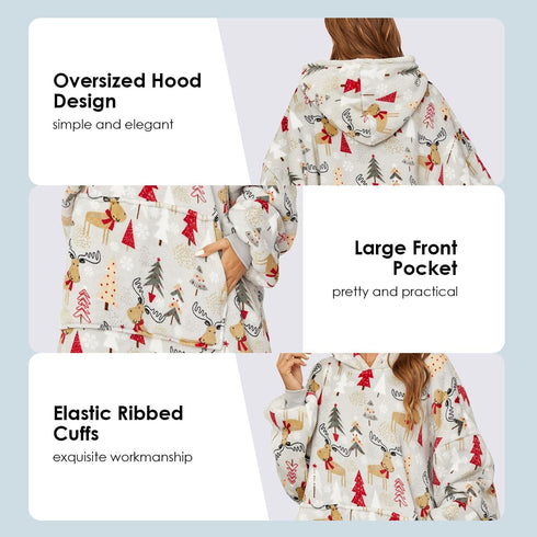 Ultra-soft Sherpa Hoodie-Decke mit Ärmeln & Tasche