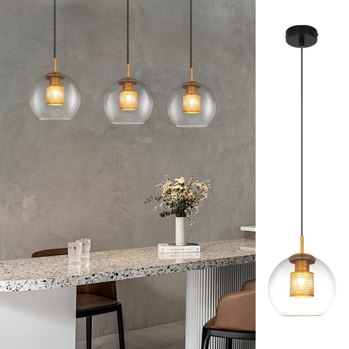Liv Retro Hängelampe Glas Kugel E27 1-flammig