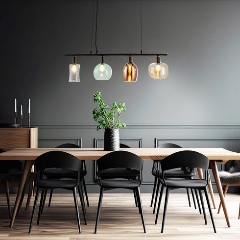 Lykke 4-Glühbirnen-Hängelampe Höhenverstellbar | Moderne Pendelleuchte aus Glas