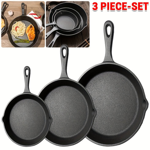GussFeueri – 3er Set Gusseisenpfannen für Grill, Gas & Ofen | 17 cm, 21 cm, 26 cm | Für Steak, Rösti & mehr