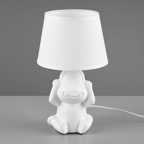 Keramik-Tischlampe für Kinderzimmer | Nachtlicht mit Stoffschirm dekorative Tierlampe