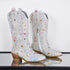 FUNKELNDE DAMEN COWBOY-STIEFEL MIT GUMMISOHLE - GLAMOURÖSE HIGH-HEEL-STIEFEL