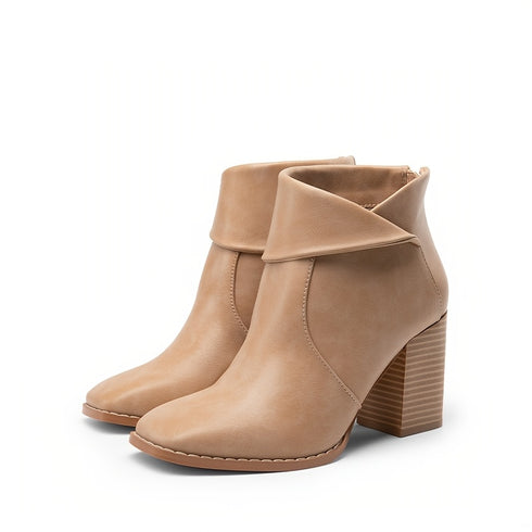 DAMEN-STIEFELETTEN MIT QUADRATISCHER SPITZE UND HOHEM BLOCKABSATZ