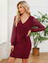 Spitzen-Bodycon WinterKleid mit V-Ausschnitt & langen Ärmeln