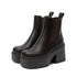 Damen-Slip-On-Stiefel mit klobiger Plateausohle | rutschfeste TPR-Sohle