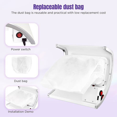 80W Nagelstaubabsauger | Mit Filter & 2 Staubbeuteln Staubentferner für Maniküre & Pediküre