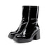 STILVOLLE DAMEN PLATEAU-STIEFELETTEN IN SCHWARZ - BEQUEMER BLOCKABSATZ MIT PROFILSOHLE