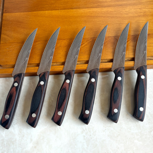 Sora 6‑teiliges Steakmesser‑Set Edelstahl mit gezackter Klinge | Shiraki