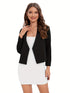 Damen Strickjacke ohne Kragen | Dreiviertelärmelige Jacke mit offener Vorderseite