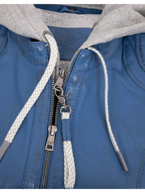 Lammlederjacke Herren mit Kapuze | Stilvolle Blaue Lederjacke