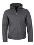 Rhegor Herren Lammlederjacke mit Kapuze – grau warm & stilvoll