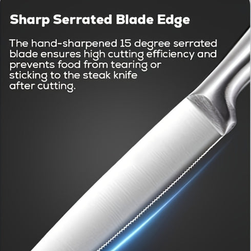 Steakmesser Set 8 Stück | Edelstahl 4,5 Zoll serriert | Profi Dinner Messer