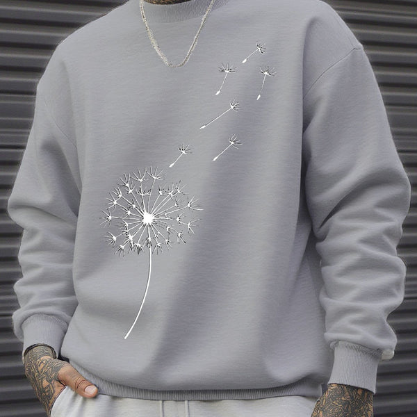 Lionar Unisex Sweatshirts – Winter Pullover weiß mit Löwenzahn-Print