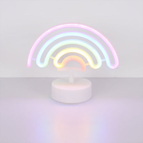 2 Stück LED-Neon-Tischlampe | weißes Neon‐Design dekoratives Licht für Kinderzimmer