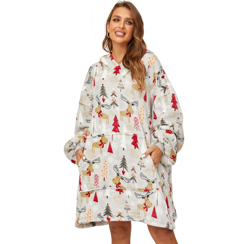 Ultra-soft Sherpa Hoodie-Decke mit Ärmeln & Tasche