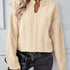 Damen Pullover V-Ausschnitt mit Zopfstrick - Langarm Strickjacke