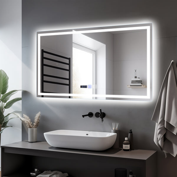 Lumivaro | LED Kosmetikspiegel mit Licht & Uhr