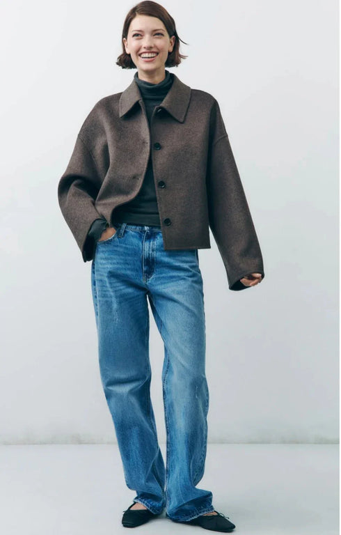 DAMEN ÜBERGANGSJACKE IM KLASSISCHEN STIL | DICKES WÄRMENDES MATERIAL