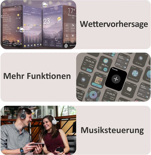 PulseLife Smartwatch für Damen und Herren mit Telefonfunktion Fitness-Tracker und Schrittzähler