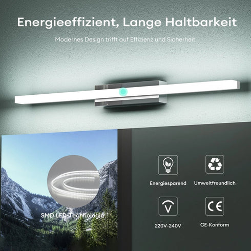 Isabella LED Spiegelleuchte Badlampe Wandlampe Chrom | Shiraki