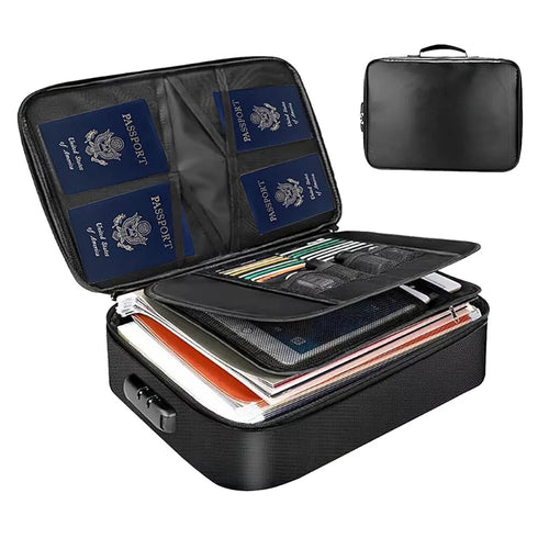 Kagami feuerfeste Dokumententasche mit Zahlenschloss – Wasserdichte Organizer-Box für wichtige Unterlagen (36 × 29,5 × 10 cm)