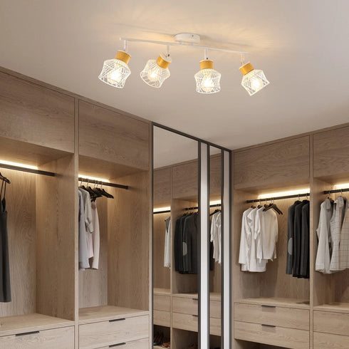 Elena Retro Deckenlampe 4-flammig Gitterdesign Weiß | Shiraki