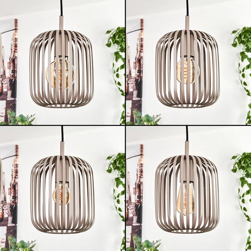 Alva LED Pendelleuchte länglich E27 Metall sandfarben | Shiraki