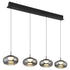 Bris LED-Pendelleuchte Rauchglas-Küchenlampe 4 Flammen