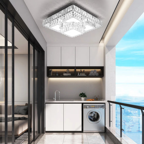Carina LED Kristall Deckenleuchte dimmbar Silber 48 cm | Shiraki