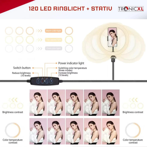 Ringlicht mit 210 cm Stativ & Smartphone-Halterung | CreatorLicht