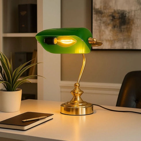 Clara Tischlampe Vintage E14 Grün Messing | Shiraki