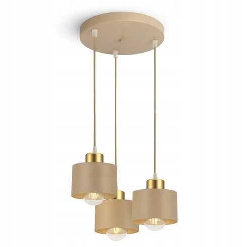 Klara Deckenleuchte Metall Ecru-Gold E27 3-flammig | Shiraki
