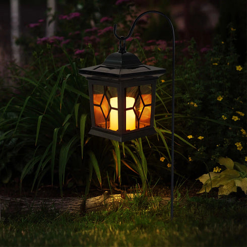 Senni Solarleuchte Garten LED Flackerlicht Erdspießlampe schwarz | Shiraki