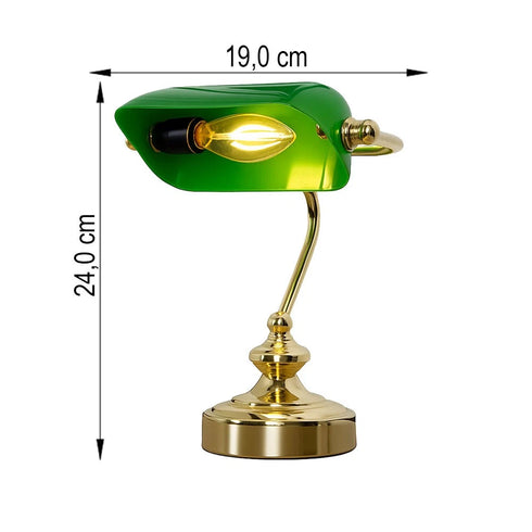 Clara Tischlampe Vintage E14 Grün Messing | Shiraki